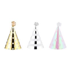 Metallic Cone Hats, 6 Count
