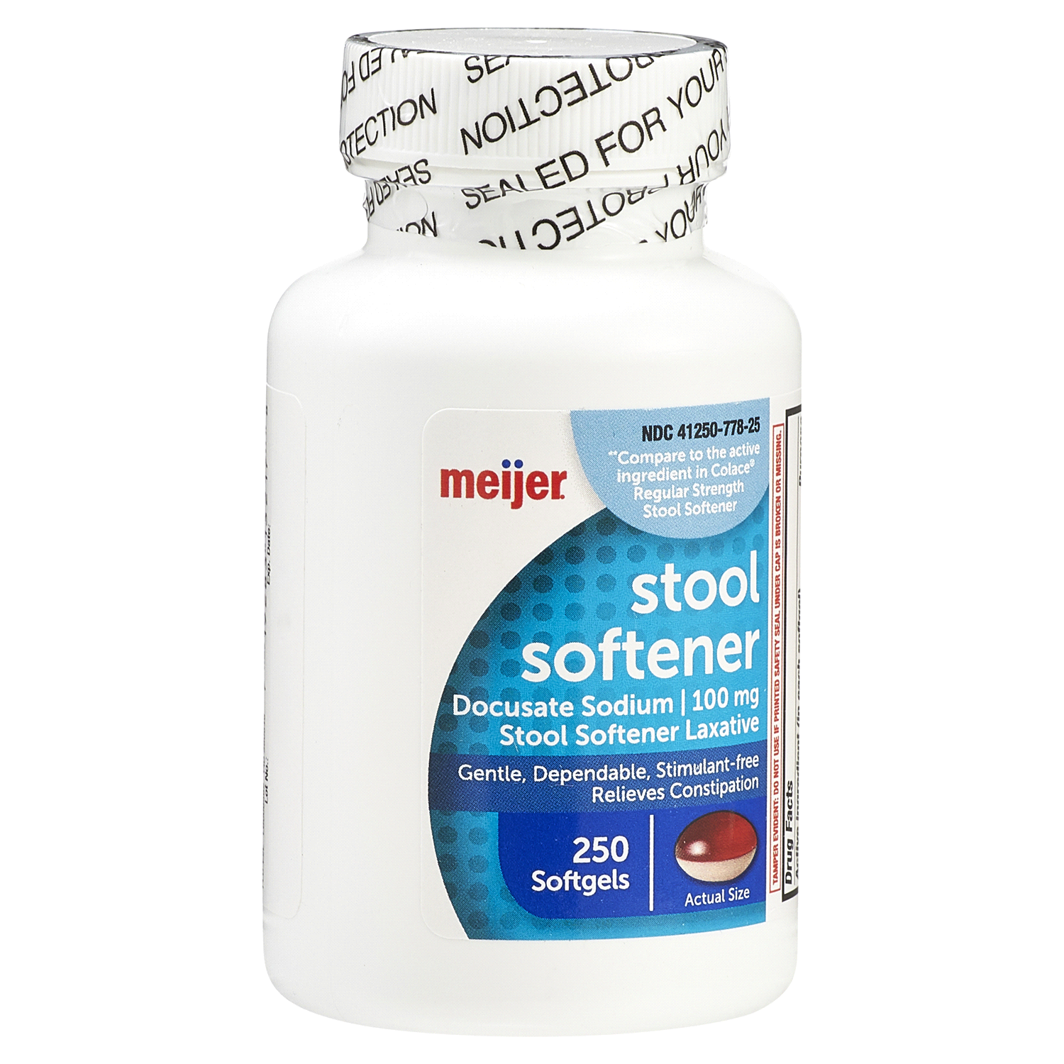 slide 4 of 5, Meijer Stool Softener Docusate Sodium 2 Tone Softgel, 100mg, 250 ct