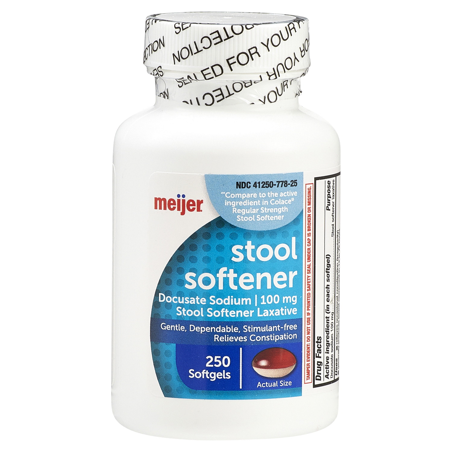 slide 1 of 5, Meijer Stool Softener Docusate Sodium 2 Tone Softgel, 100mg, 250 ct