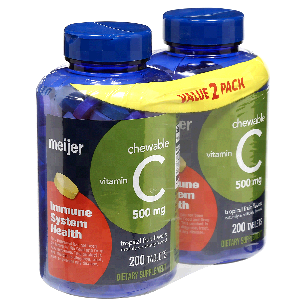 slide 4 of 5, Meijer Chewable Vitamin C 500 mg, Tropical Fruit, Value, 2 pk; 200 ct