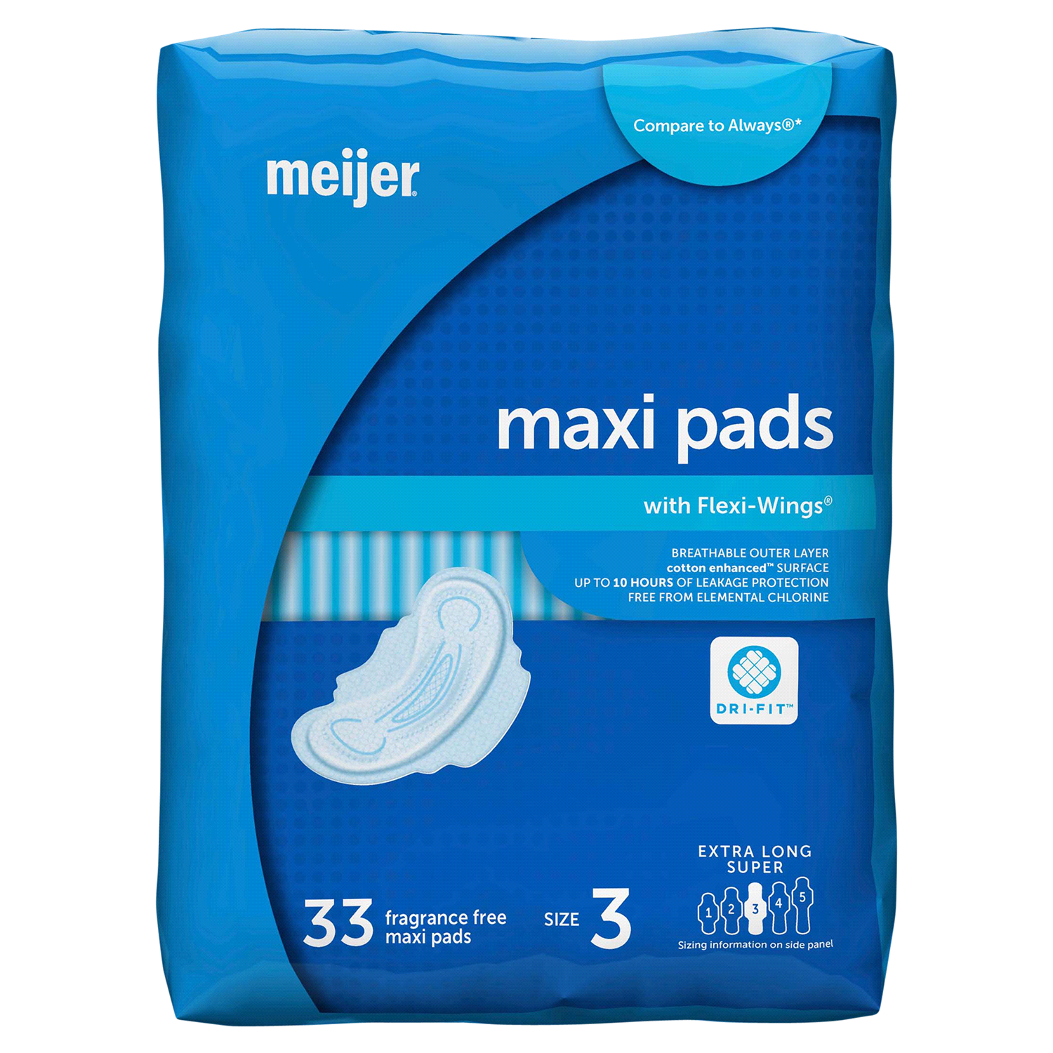 slide 2 of 6, Meijer Extra Long Super Maxi Pads with Flexi-Wings, 33 ct