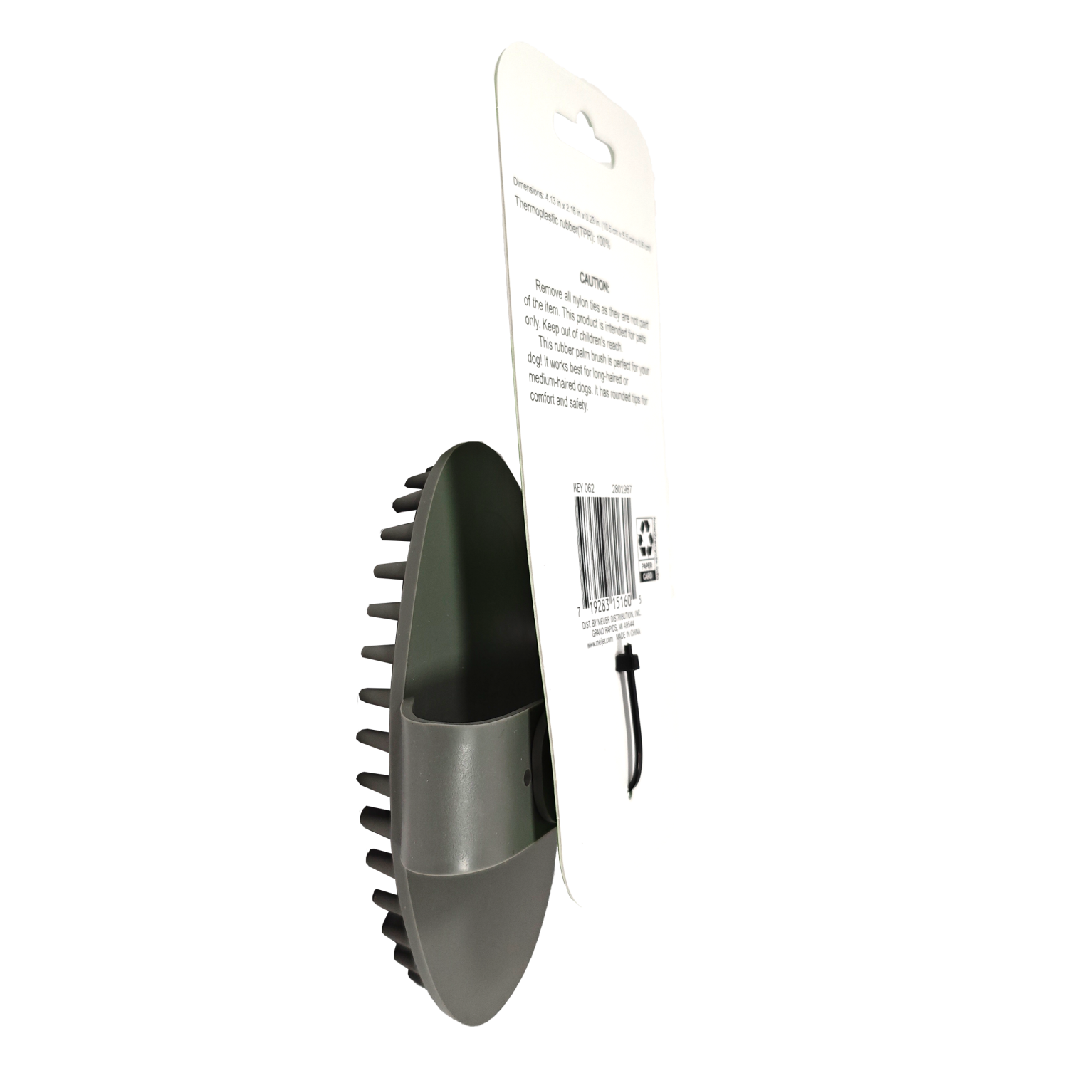 slide 3 of 4, Meijer Rubber Palm Dog Brush, Blue, 5 in, 1 ct