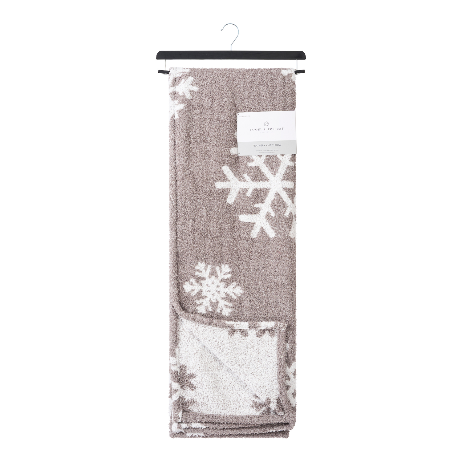 slide 6 of 6, Room & Retreat, Jacquard Feather Yarn Throw, 50 in x 70 in, Snowflake, 50 inx70 in