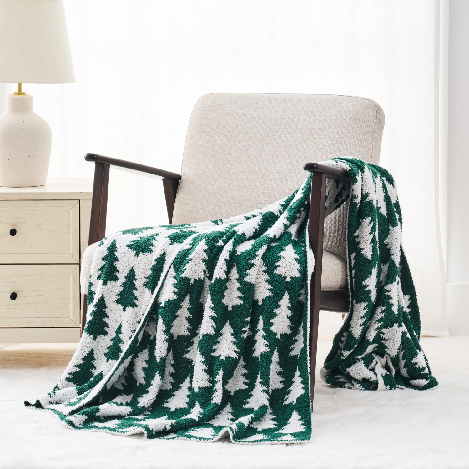 slide 5 of 6, Room & Retreat, Jacquard Feather Yarn Throw, 50 in x 70 in, Tree, 50 inx70 in