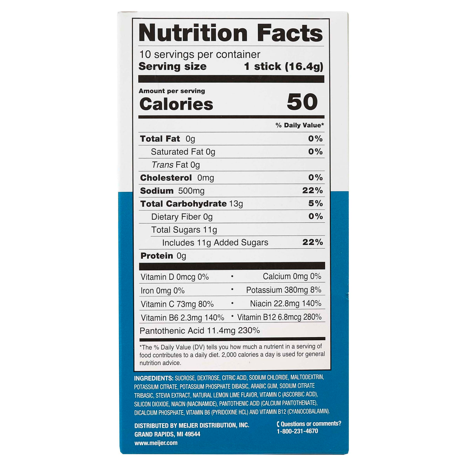 slide 2 of 4, MEIJER HYDRATION MIX LEMON LIME 10CT, 10 ct