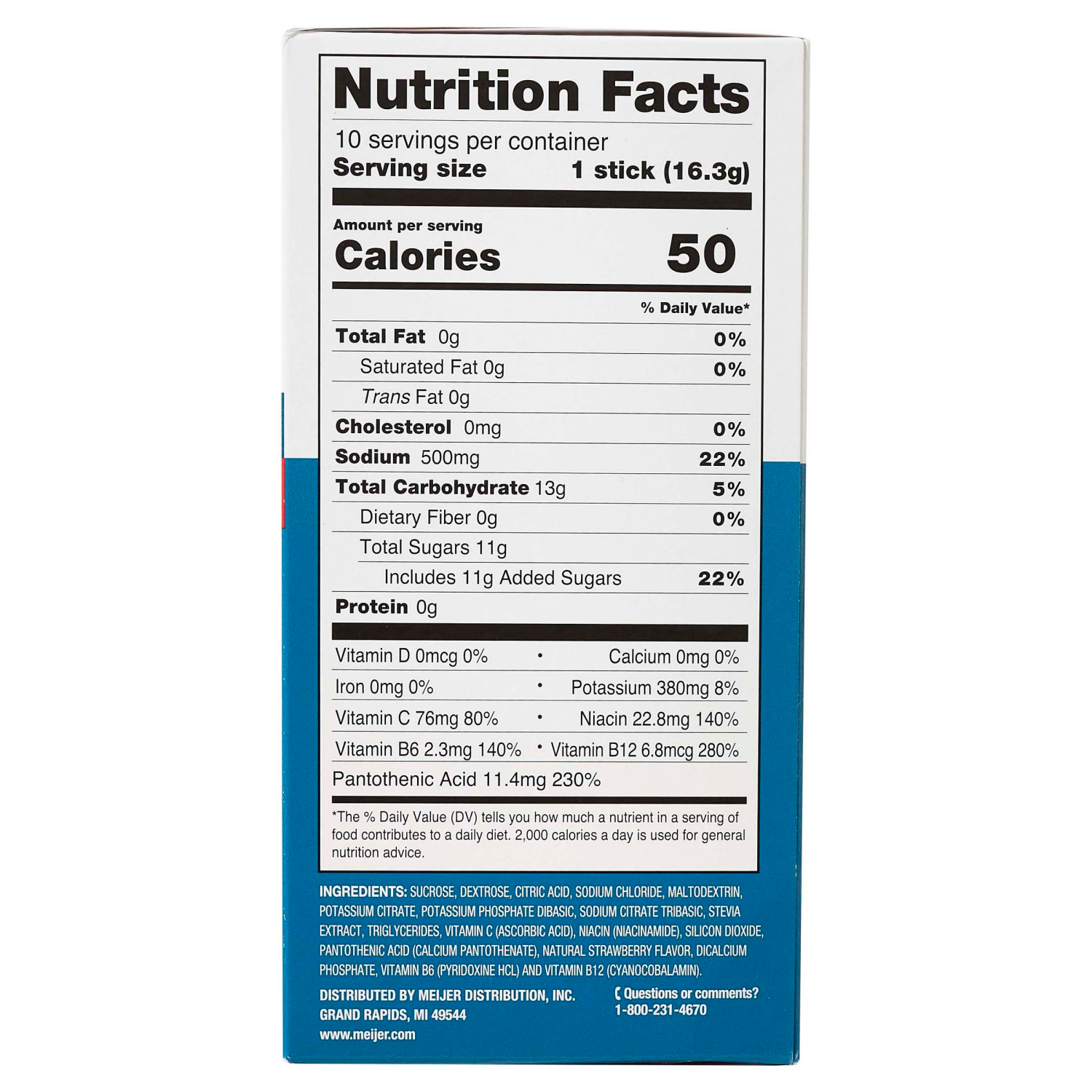 slide 2 of 4, MEIJER HYDRATION MIX STRAWBERRY 10CT, 10 ct