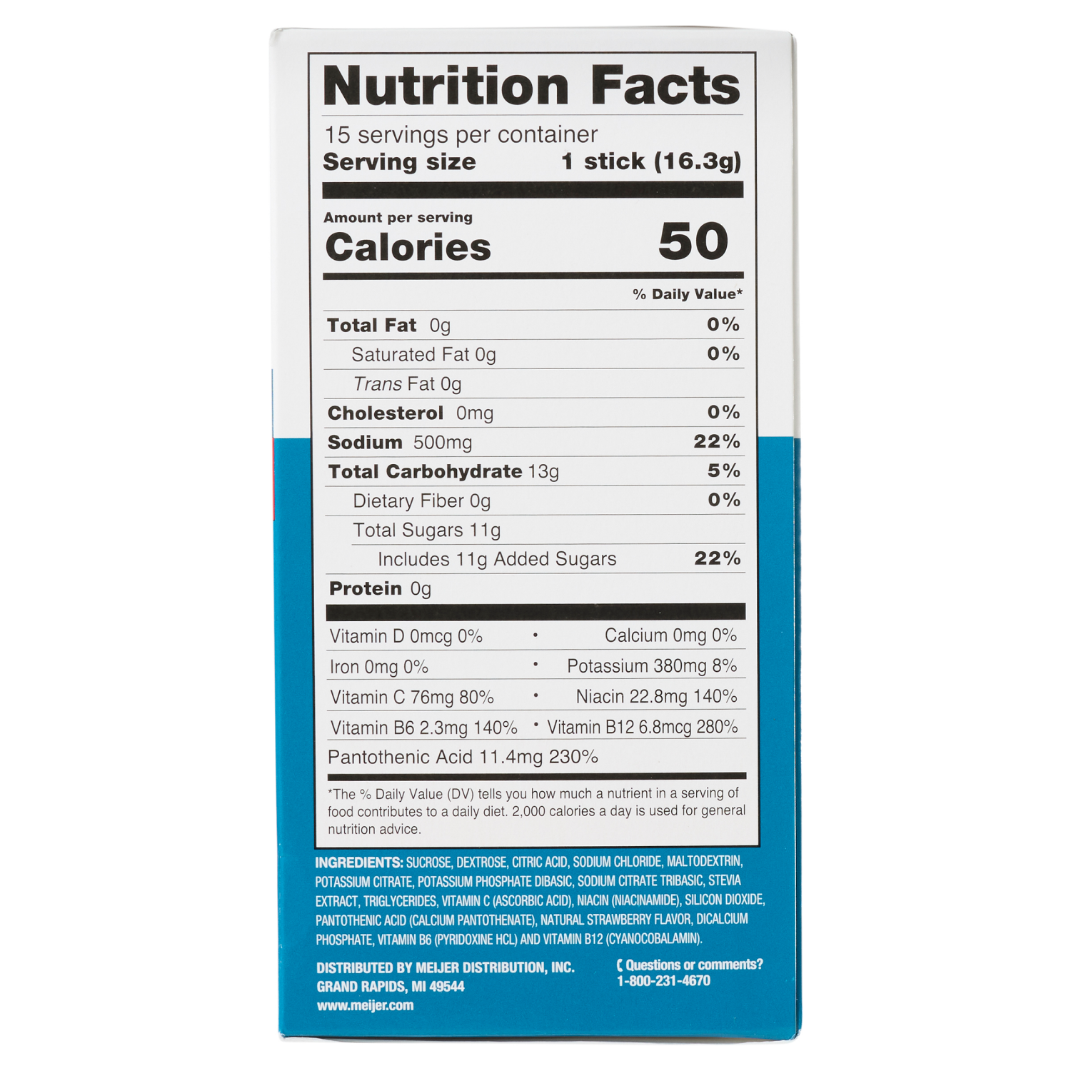 slide 2 of 4, MEIJER HYDRATION MIX STRAWBERRY 15CT, 15 ct