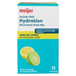MEIJER HYDRATION MIX LEMON LIME SF 15CT
