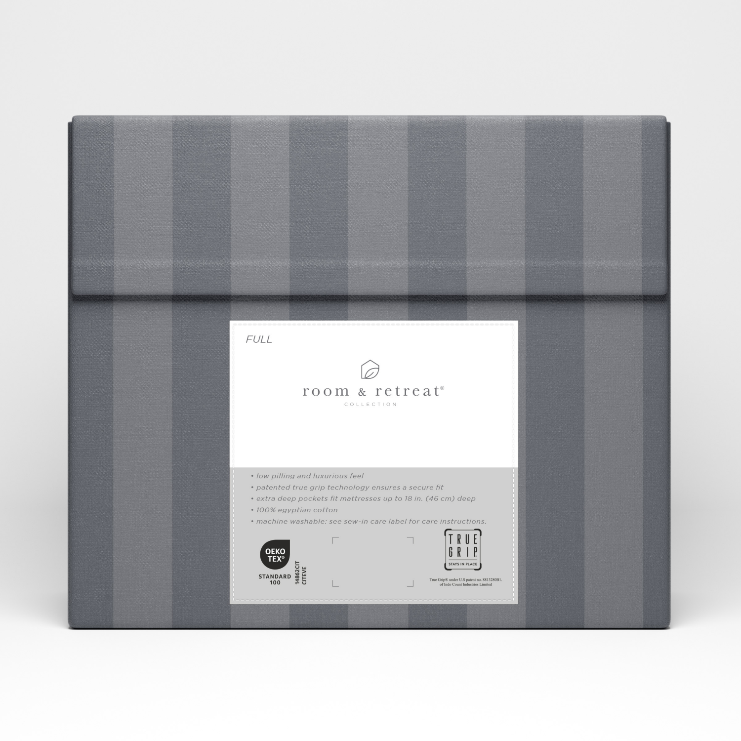 slide 3 of 4, Room & Retreat 600 Thread Counts Damask Sheet Set, Full, 4 Pieces Set, Grey, 4 ct