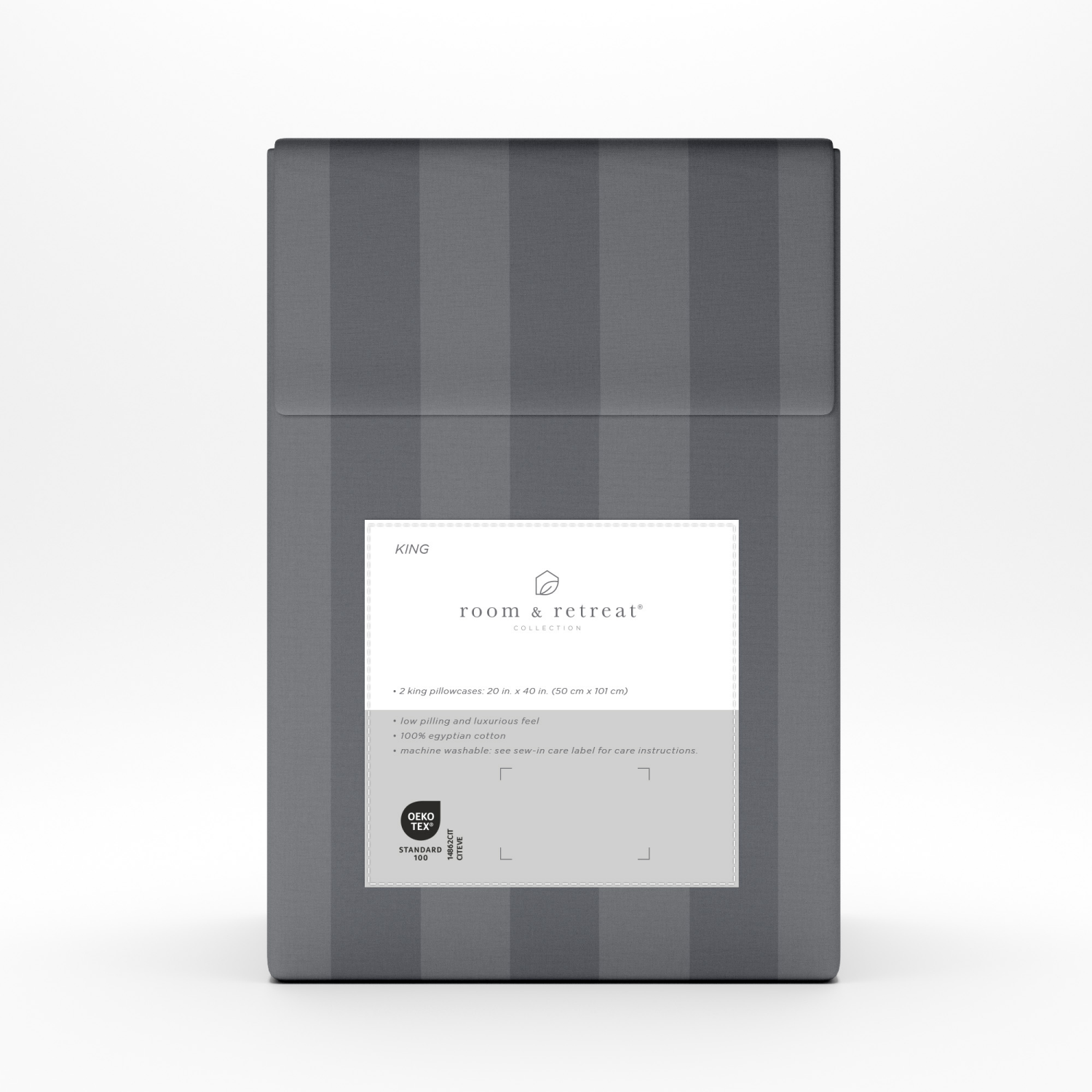 slide 3 of 4, Room & Retreat 600 Thread Counts Damask Pillowcase, King, Set of 2, Grey, king pwcs