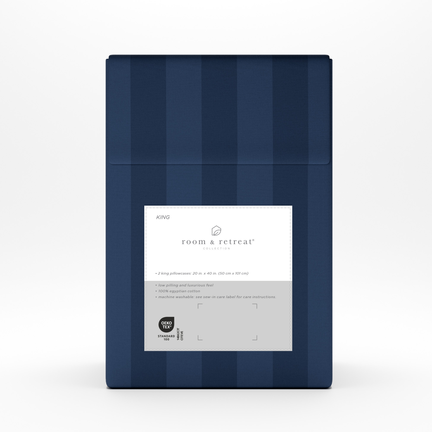 slide 3 of 4, Room & Retreat 600 Thread Counts Damask Pillowcase, King, Set of 2, Navy, king pwcs