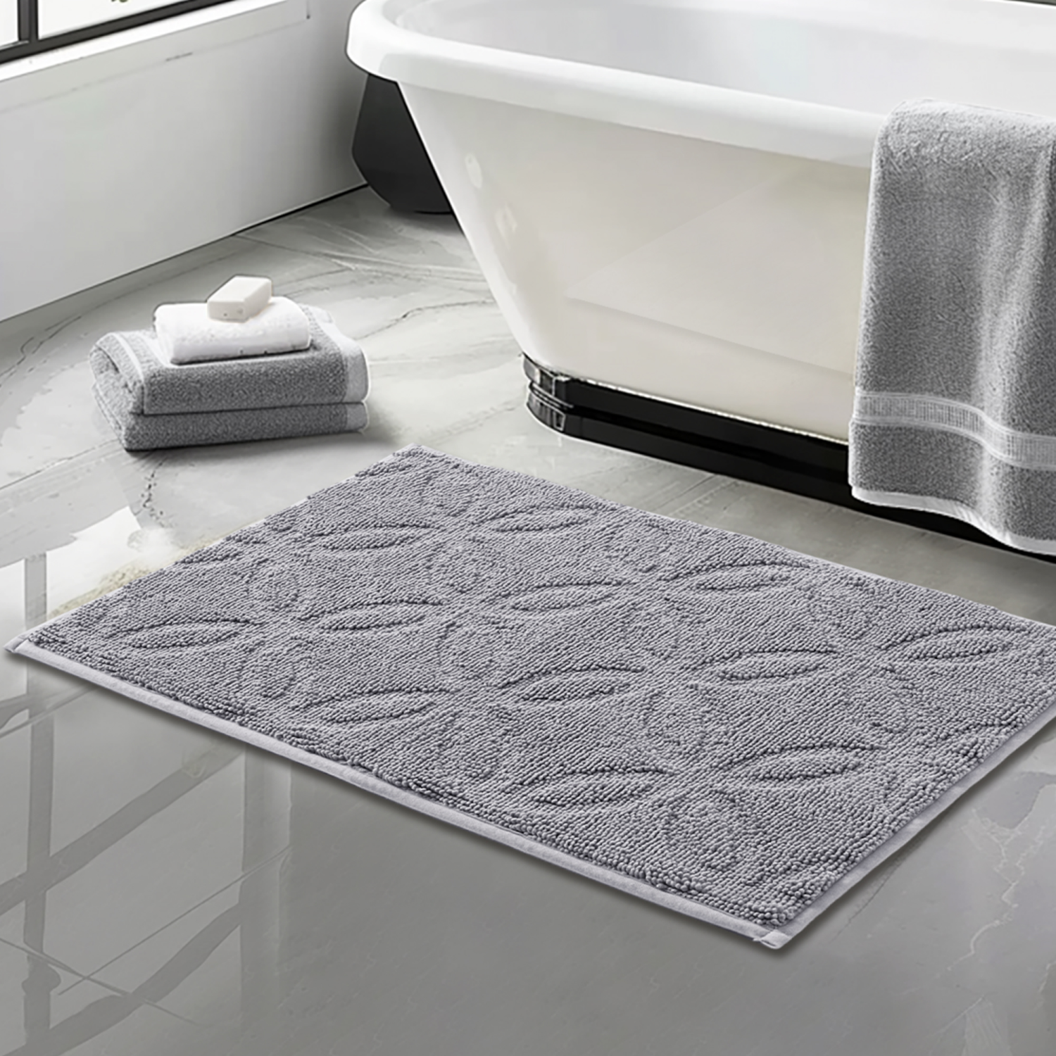slide 2 of 3, Room & Retreat Memory Foam Bath Mat, 20 in x 32 in, Microchip, 20 x 32 