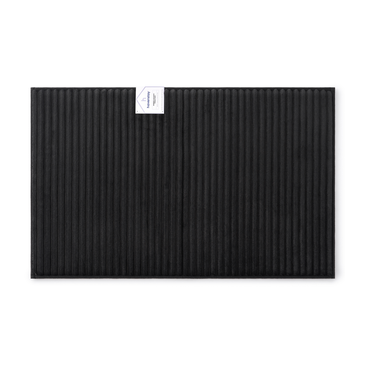 slide 1 of 3, Havenstay Ribbed Memory Foam Rug, 20 in x 32 in, Black, 20 in x 32 in