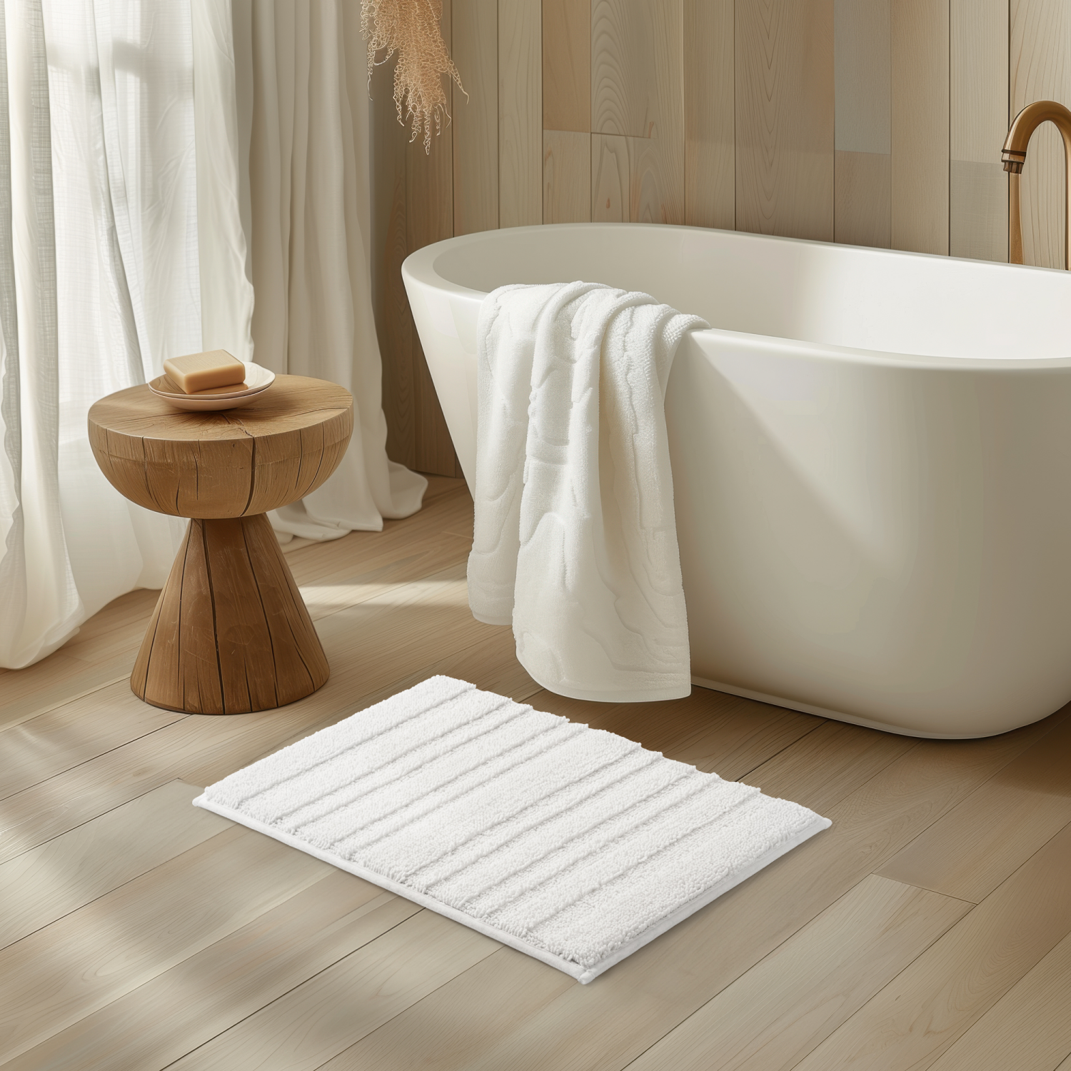 slide 2 of 3, Room & Retreat, Memory Foam Bath Mat, 17 in x 24 in, White, 17 in x 24 in