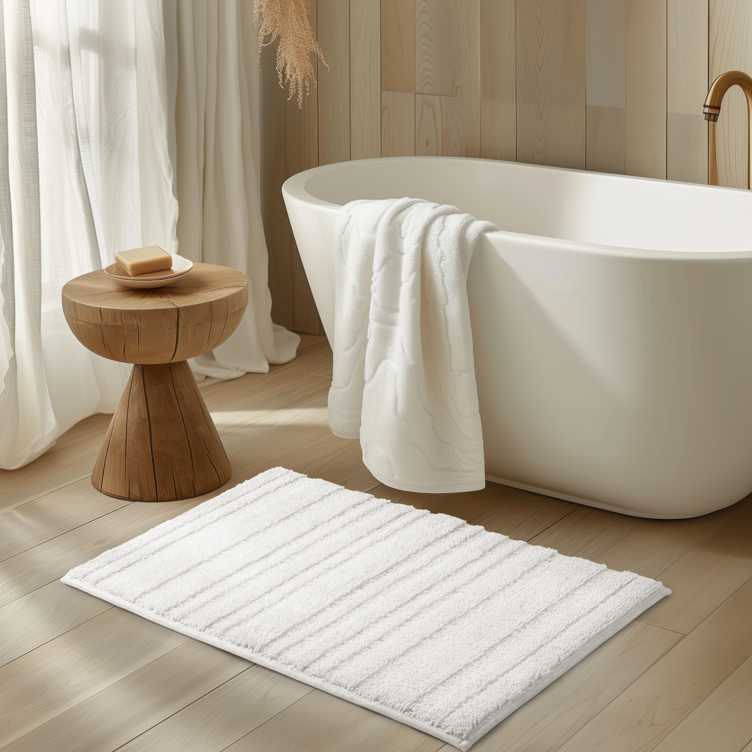 slide 2 of 3, Room & Retreat, Memory Foam Bath Mat, 20 in x 32 in, White, 20 in x 32 in