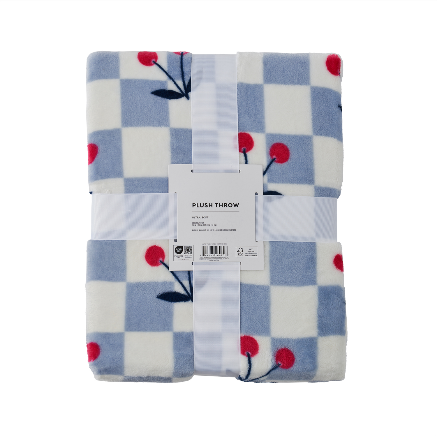 slide 2 of 6, HAVENSTAY Hs Prt Plush Throw Cherry Check 50x70, 50 inx70 in