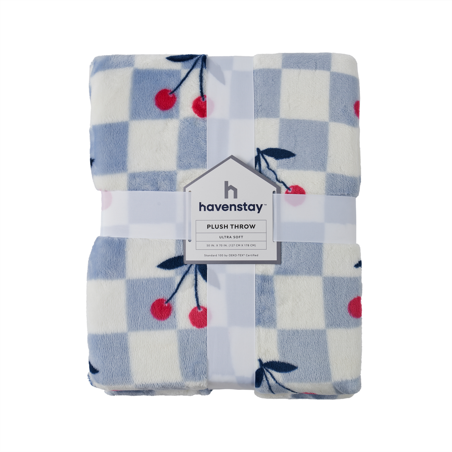 slide 6 of 6, HAVENSTAY Hs Prt Plush Throw Cherry Check 50x70, 50 inx70 in