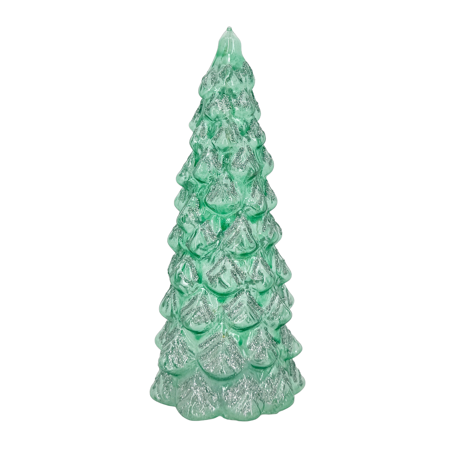 slide 2 of 2, December Home Light Up Green Glass Tree, 8 in