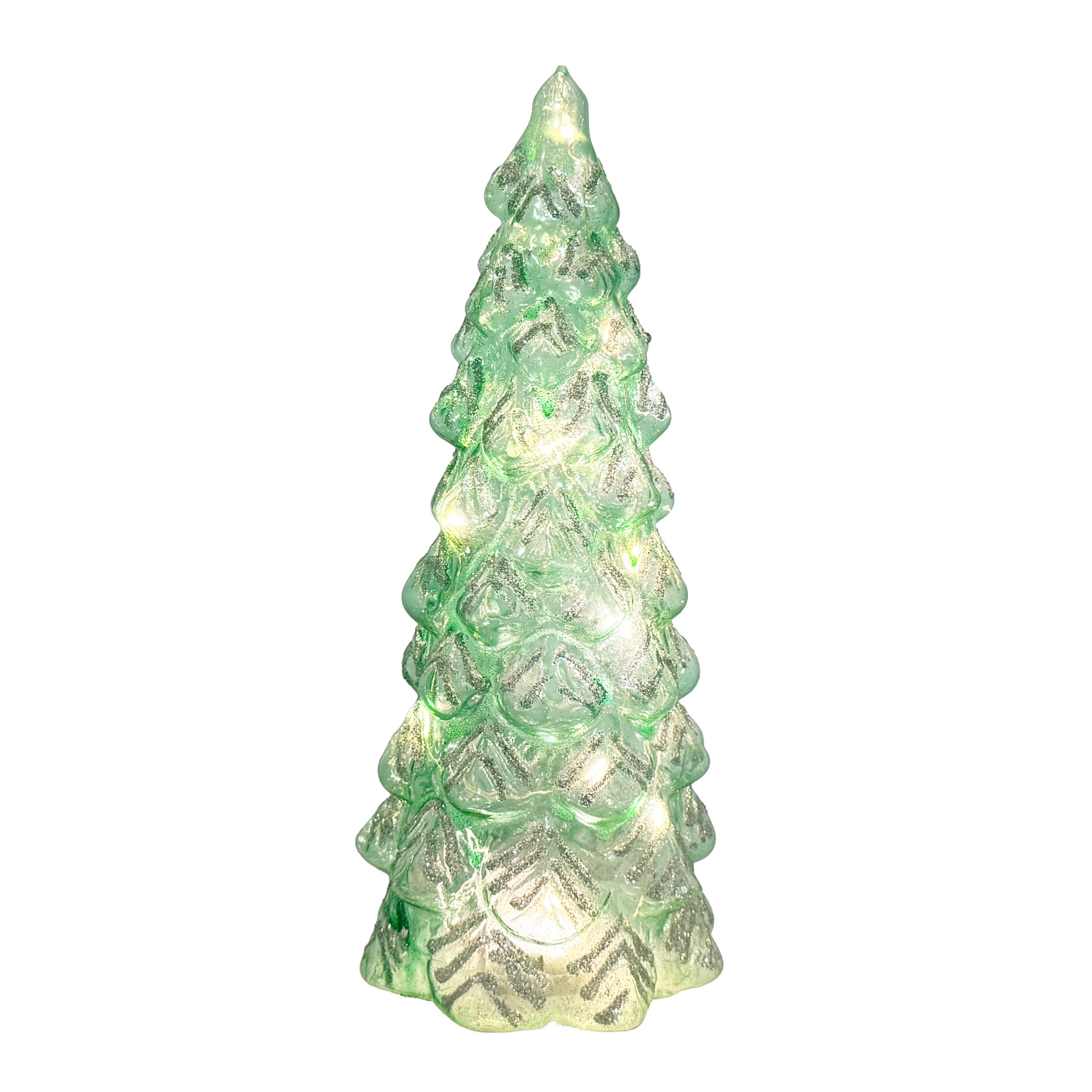 slide 1 of 2, December Home Light Up Green Glass Tree, 8 in
