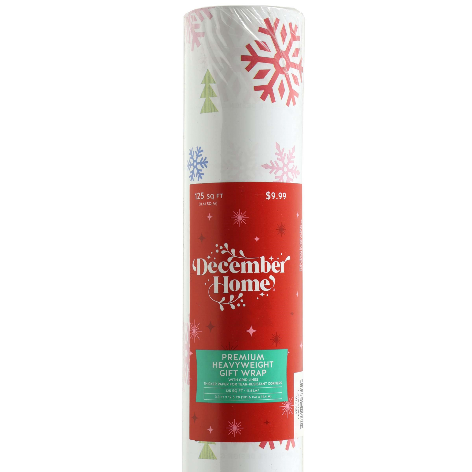 slide 2 of 4, December Home Heavyweight Roll Wrap, Snowflakes, 40in 125sqft, 40 x 450 in