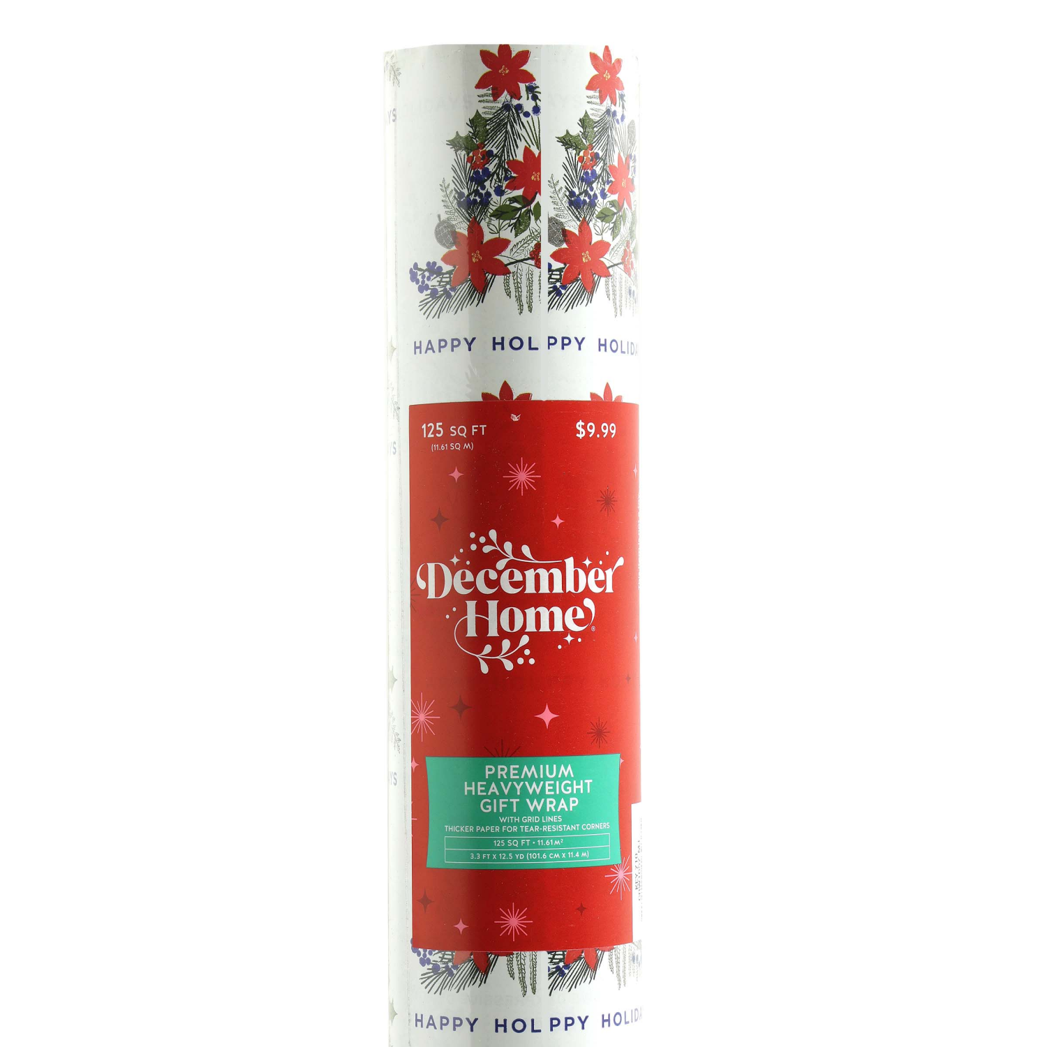 slide 2 of 4, December Home Heavyweight Roll Wrap, Holiday Trees, 40in 125sqft, 40 x 450 in