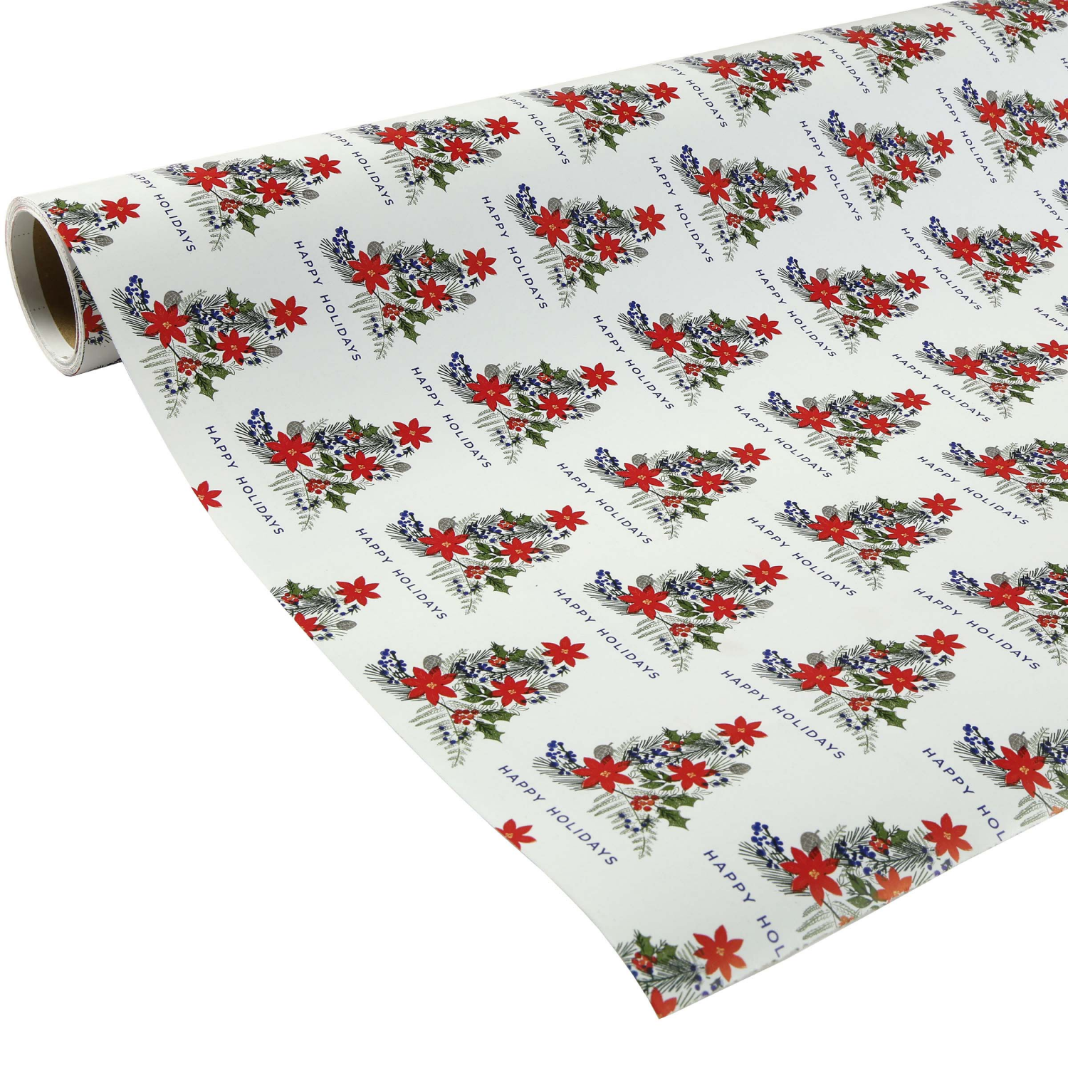 slide 3 of 4, December Home Heavyweight Roll Wrap, Holiday Trees, 40in 125sqft, 40 x 450 in