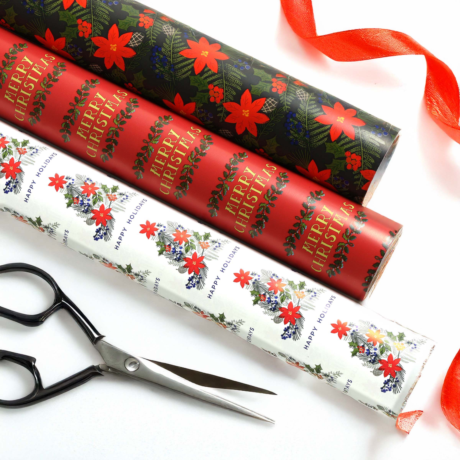 slide 4 of 4, December Home Heavyweight Roll Wrap, Merry Christmas, 40in 125sqft, 40 x 450 in