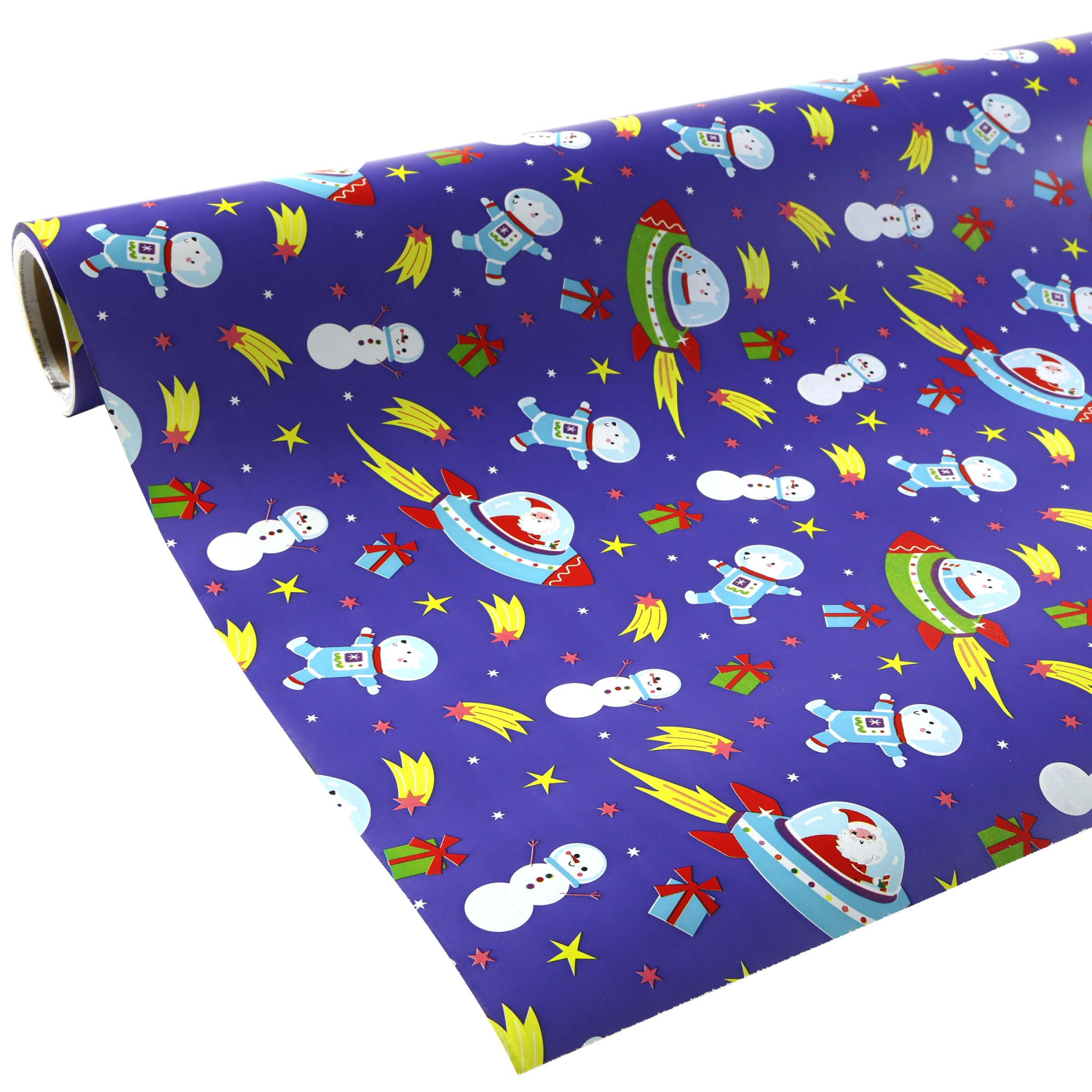 slide 3 of 4, December Home Heavyweight Roll Wrap, Space Santa, 40in 125sqft, 40 x 450 in