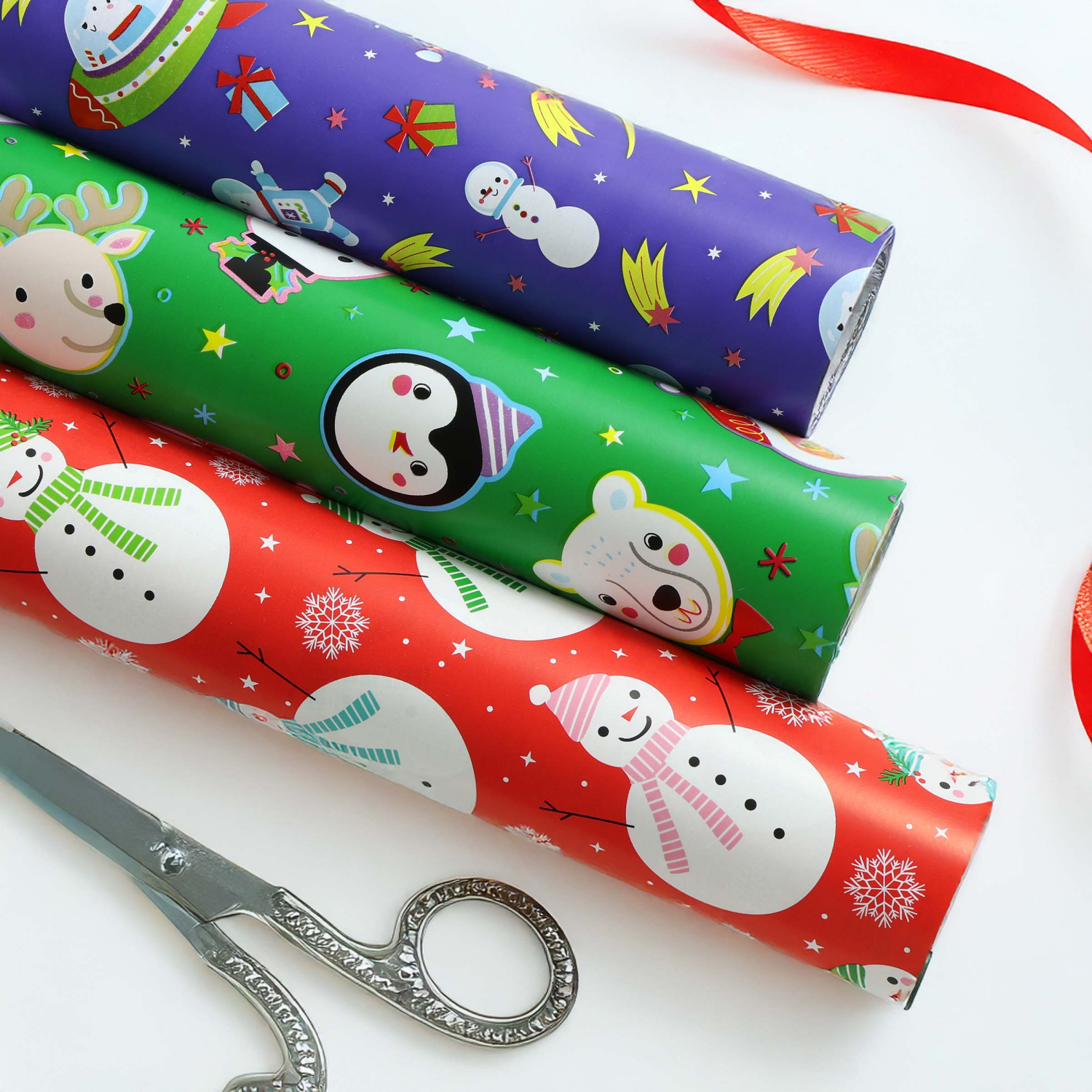 slide 4 of 4, December Home Heavyweight Roll Wrap, Snow-Bodies, 40in 125sqft, 40 x 450 in