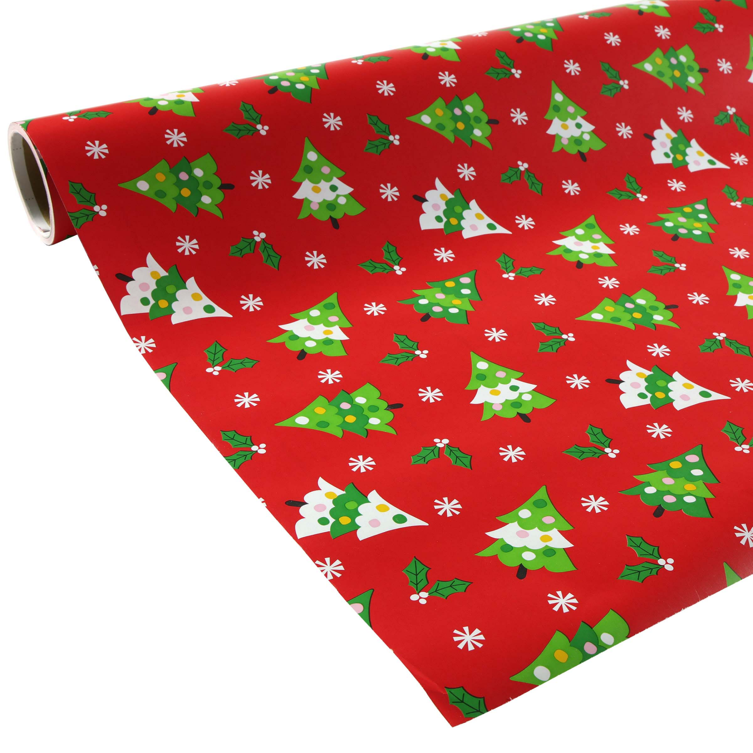 slide 3 of 4, December Home Heavyweight Roll Wrap, Dotty Trees, 40in 125sqft, 40 x 450 in