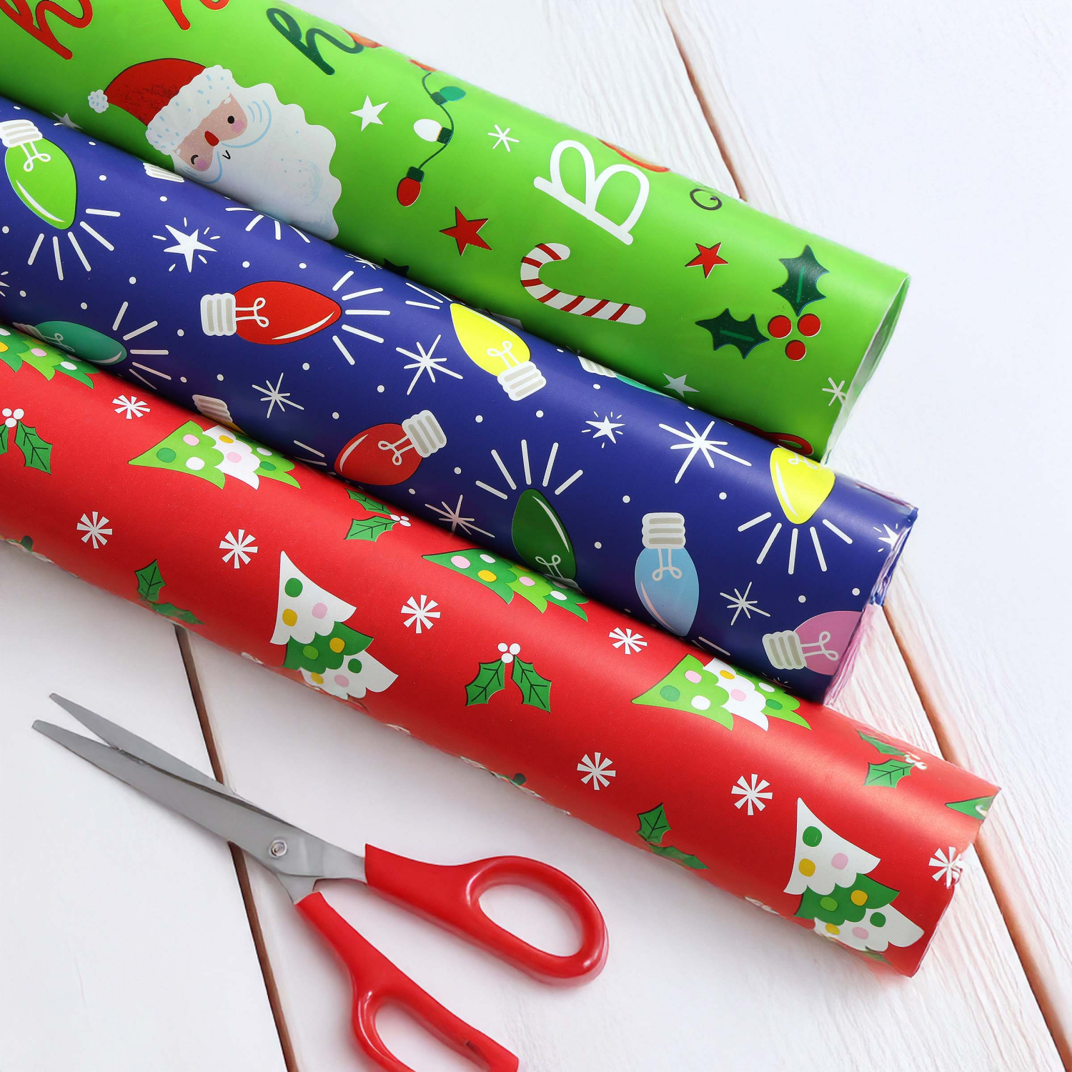 slide 4 of 4, December Home Heavyweight Roll Wrap, Dotty Trees, 40in 125sqft, 40 x 450 in