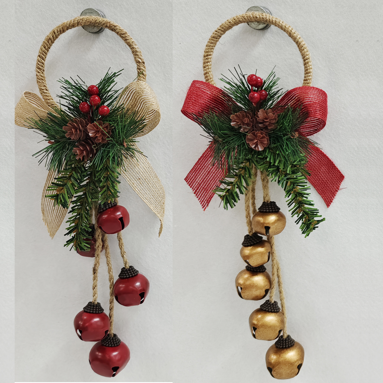 slide 1 of 3, December Home DH Metal Red/Gold Jingle Bell Door Hanger 12IN, 12 in