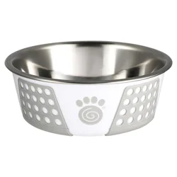Meijer Pet Food Bowl White/Light Gray, 3.75 cup