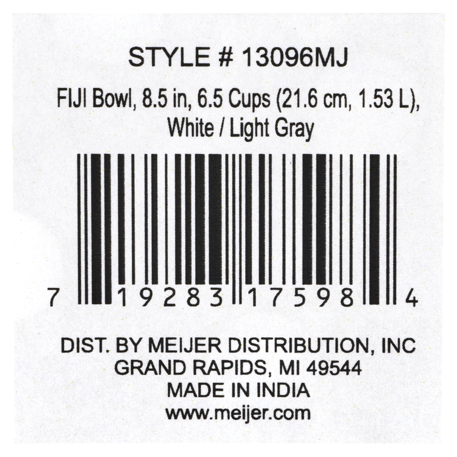 slide 2 of 2, Meijer Pet Food Bowl White/Light Gray, 6.75 Cups, 1 ct
