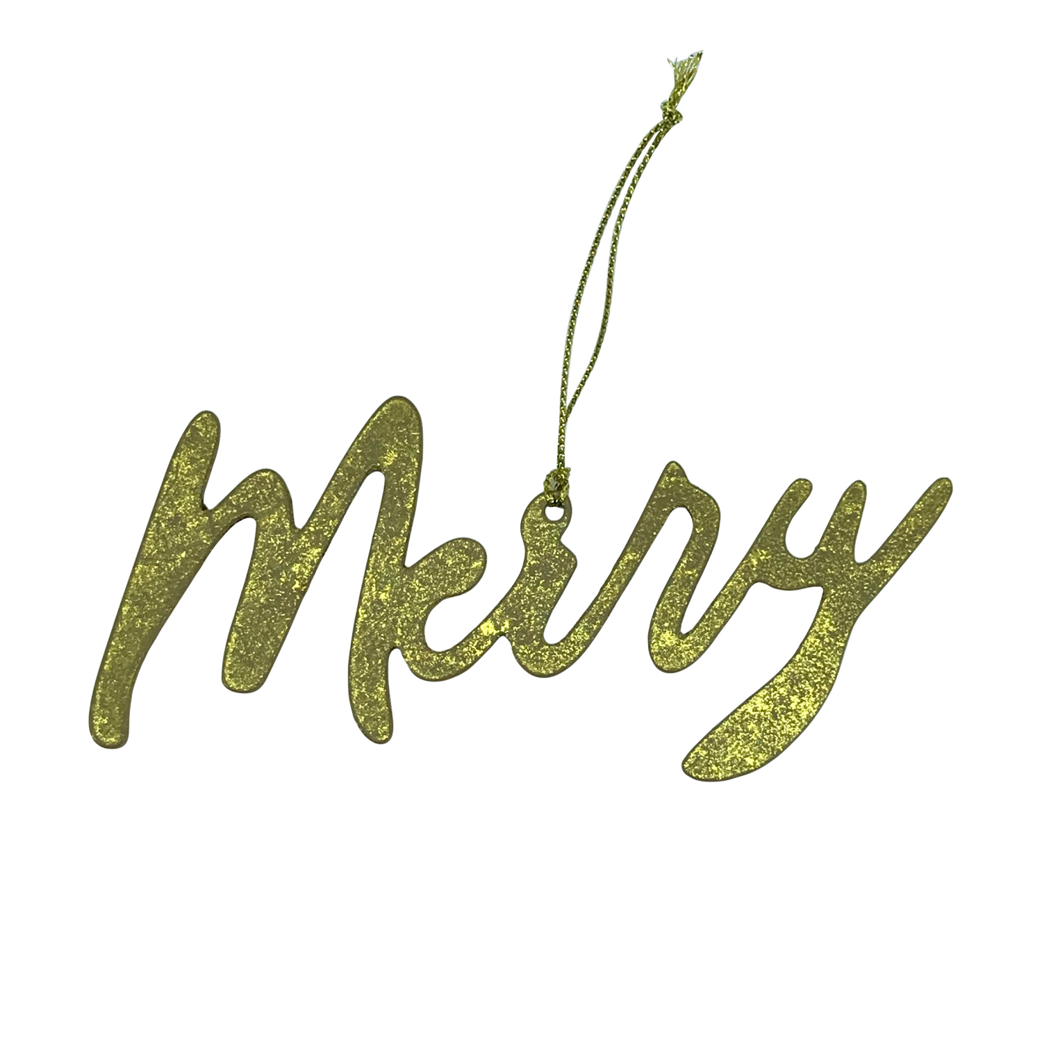 slide 3 of 3, December Home "Joy&Merry Metal Ornament, Christmas Ornament, Gold Christmas Ornament, Modern Ornament", 2.5 in