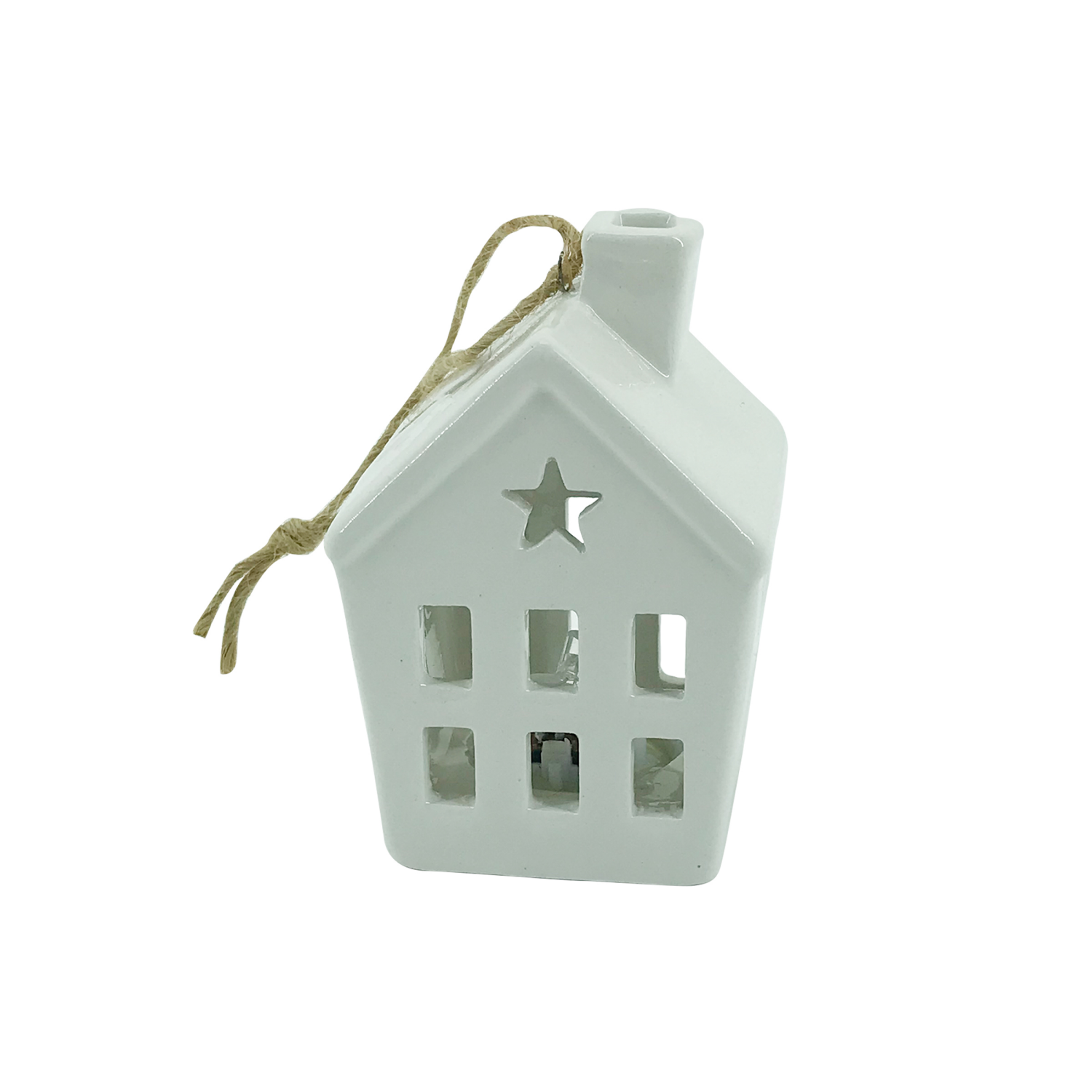 slide 3 of 4, December Home "Ceramic Green House Ornament Christmas Tree Decoration", 3.5 in