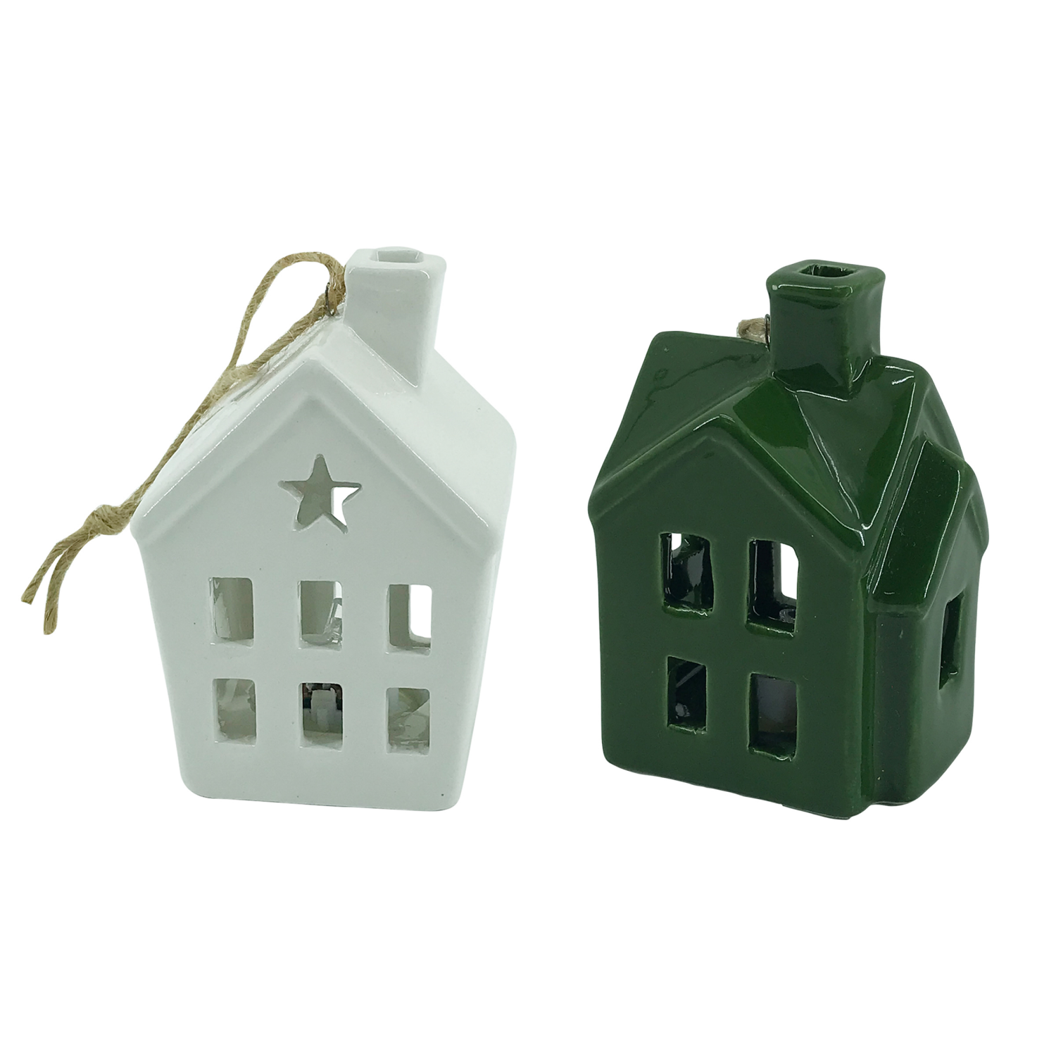 slide 1 of 4, December Home "Ceramic Green House Ornament Christmas Tree Decoration", 3.5 in