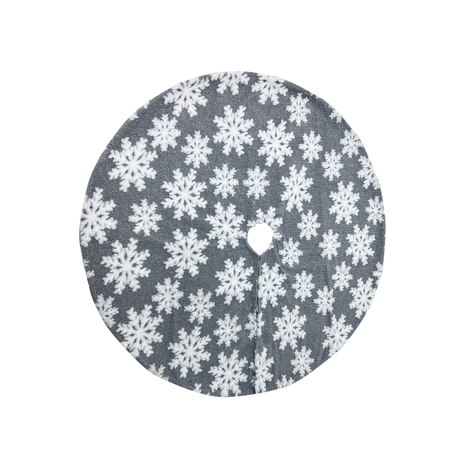 slide 2 of 2, December Home "christmas Tree Skirt Soft Plush Cozy Warm Red Silver Holiday Gift Tree Cover Snowflake Holiday Decor ", 48 in