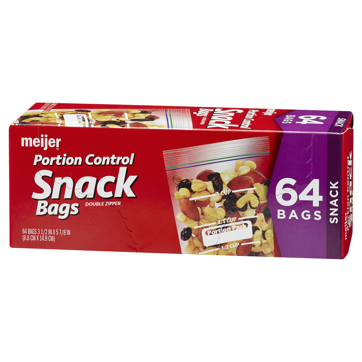 slide 3 of 4, Meijer Double Zipper Portion Bags, 64 ct