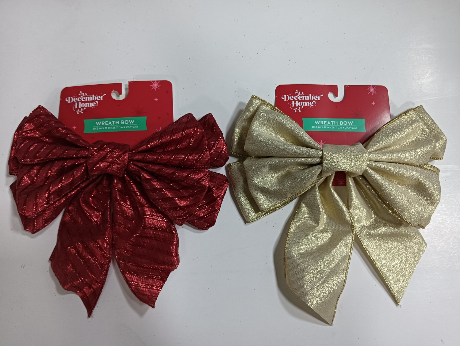slide 1 of 3, December Home DH WREATH BOW RED & CREAM 2 AST, 10.5 x 11 