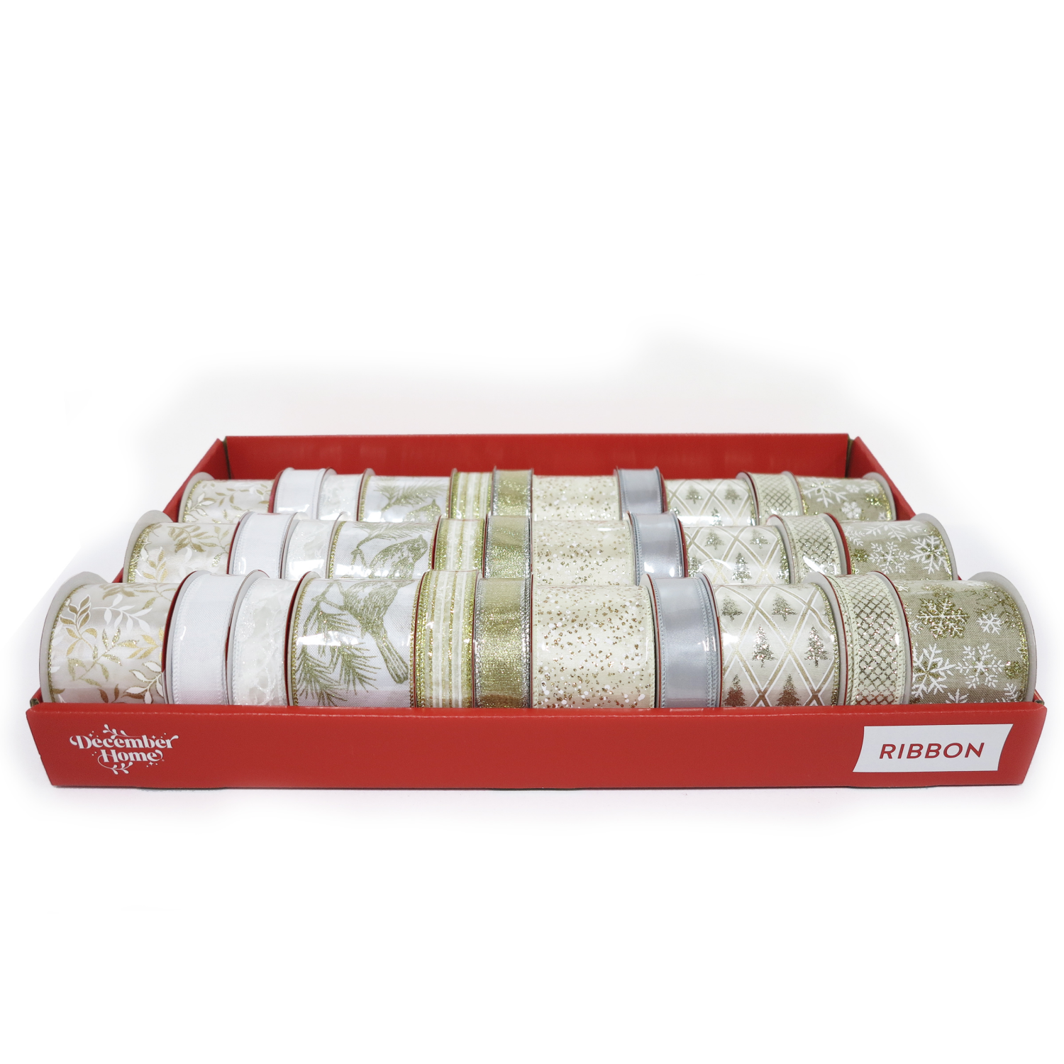 slide 1 of 8, December Home DH 33PC LET IT SNOW FASHION RIBBON TRAY, 33 ct