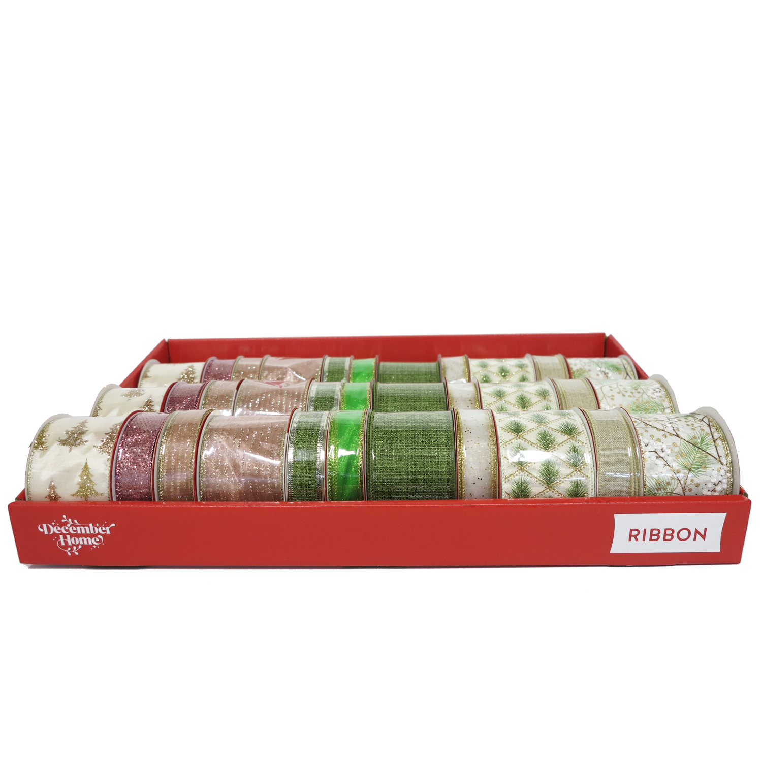slide 1 of 8, December Home DH 33PC HOLLY JOY FASHION RIBBON TRAY, 33 ct
