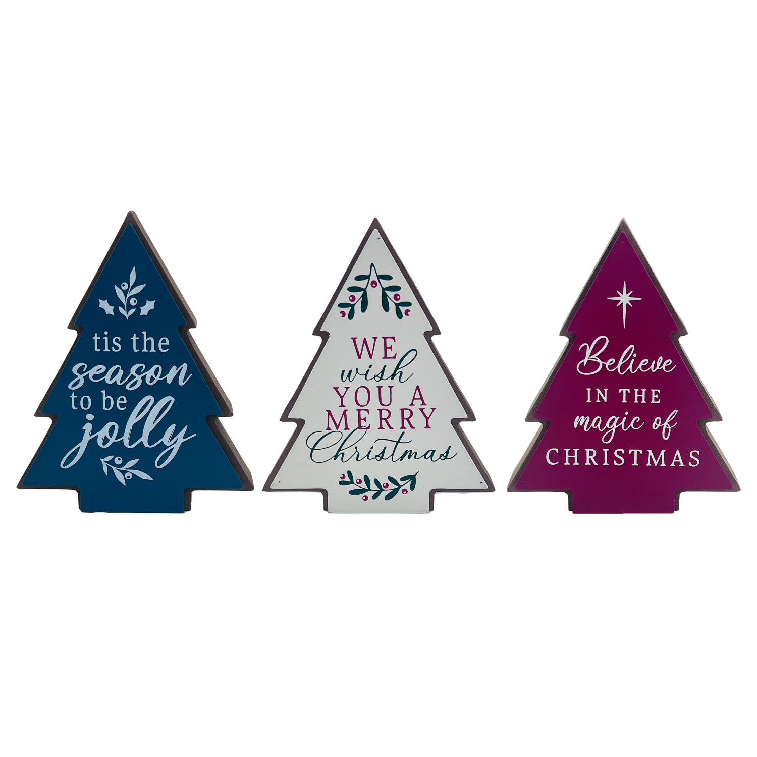 slide 1 of 4, December Home Wood Tree Decor Dining Table Centerpiece Ornament Decoration Home Decor 3 AST, 4.88 in