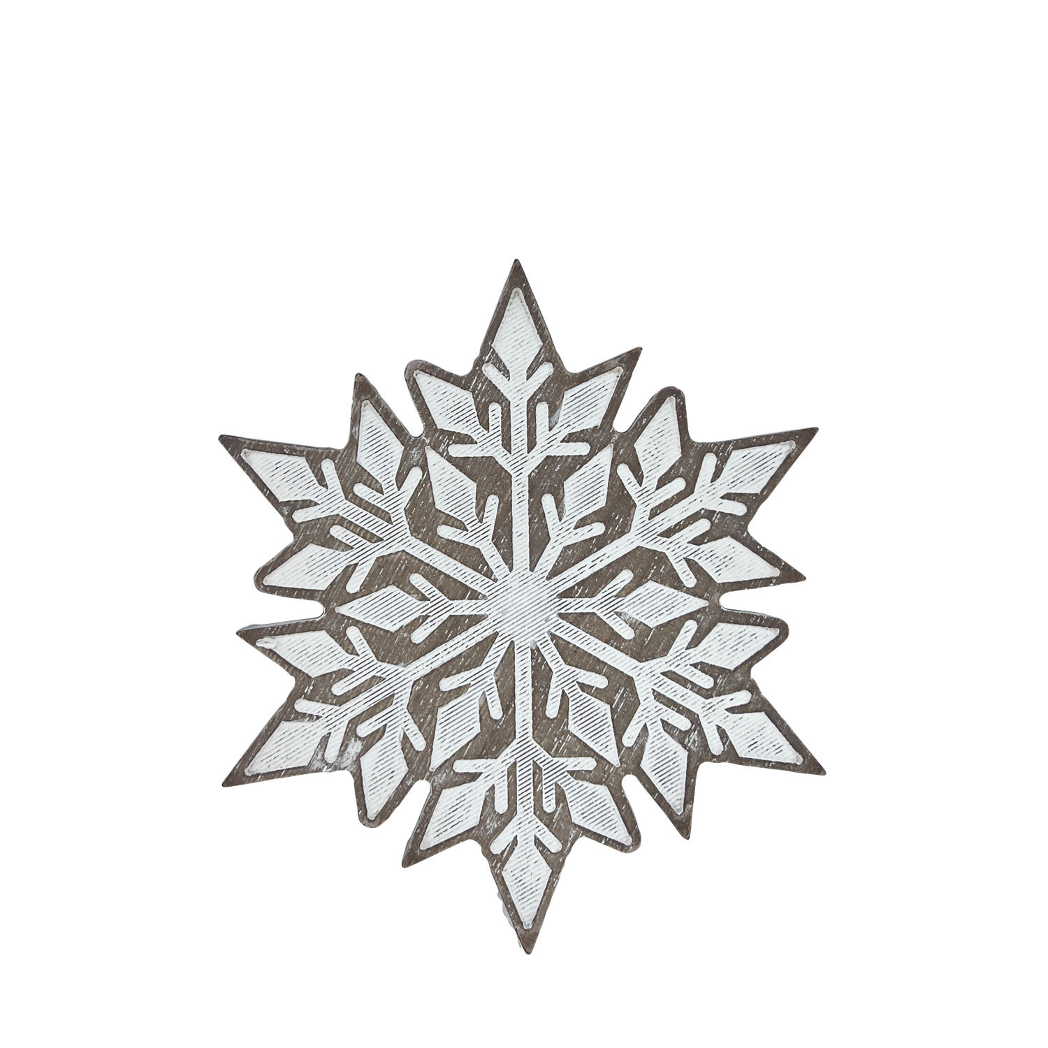 slide 1 of 2, December Home "Wood Snowflake Decor White & Natural Table Top S", 3.9 in