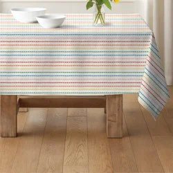 Room & Retreat Seasonal Summer Gamma Stripe Oblong Tablecloth, 60 In X 84 In