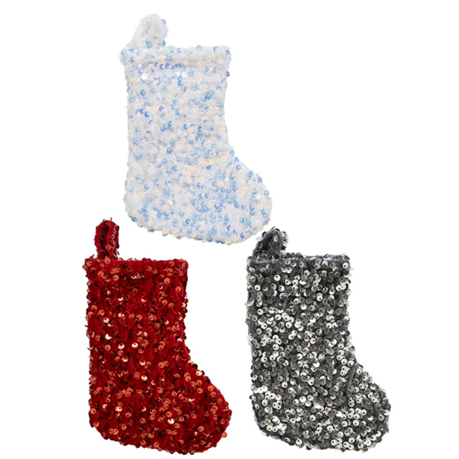 slide 4 of 5, December Home DH SEQUIN MINI STOCKING ASTM, 7 in