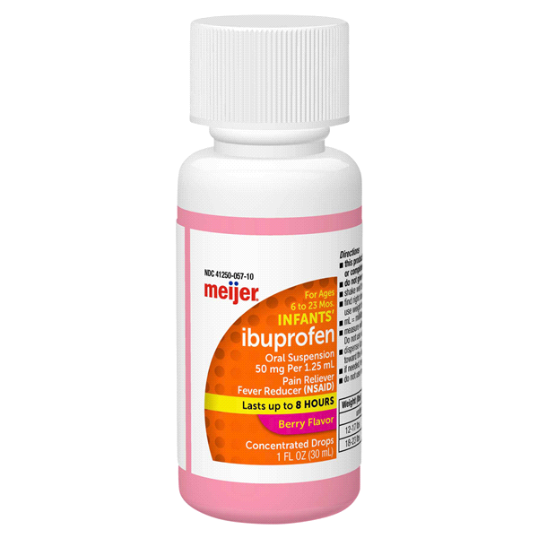 slide 4 of 29, Meijer Infants' Ibuprofen, Berry Flavor, 50 mg, 1 oz
