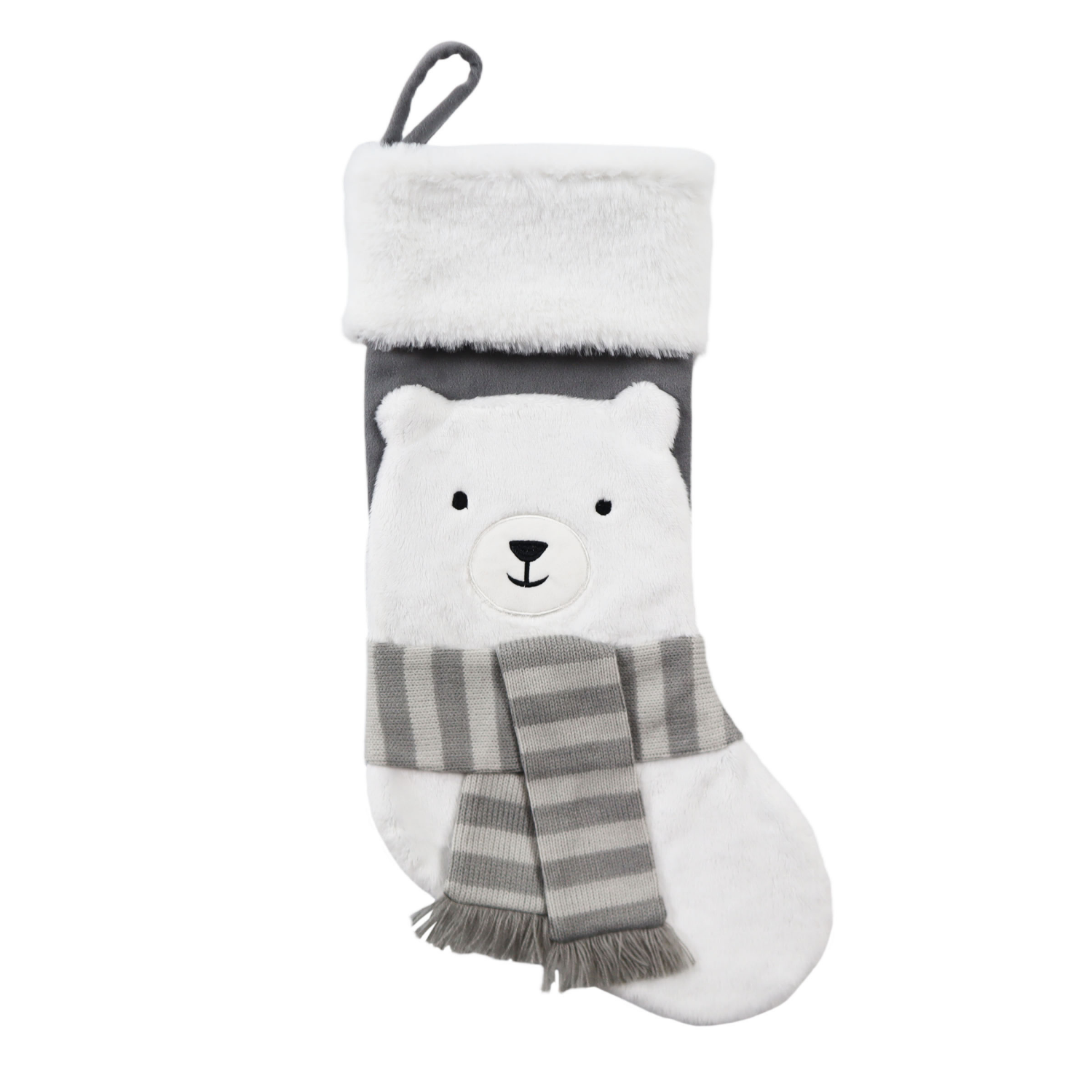 slide 1 of 1, December Home DH Bear Stocking W Scarf 20 In, 20 in