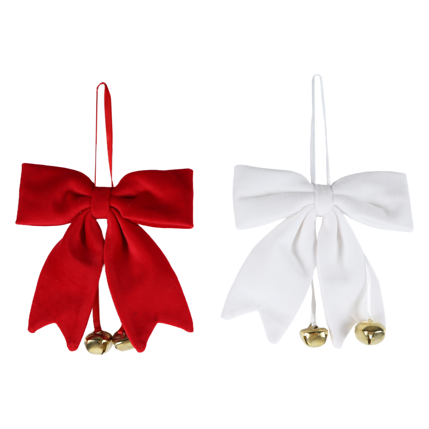 slide 1 of 3, December Home DH Bow Ornament W Bell 6.5 In H 2 Ast, 6.5 in