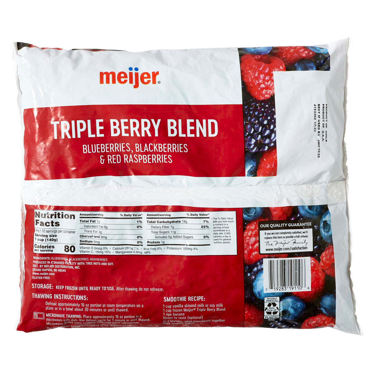 slide 2 of 3, Meijer Frozen Triple Berry Fruit Blend, 48 oz